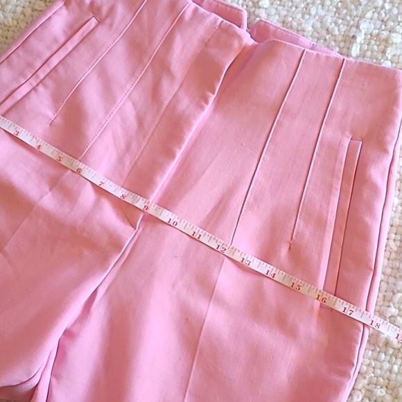 ZARA Bubblegum Pink High Waisted Trousers / Cigarette Pants Size Small - Picture 9 of 13